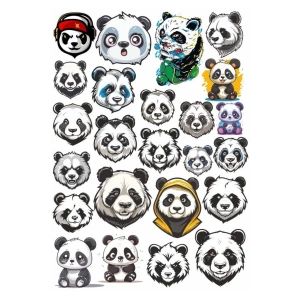 Panda Sticker Set 8 25 Parça Telefon, Tablet, Defter, Laptop Sticker