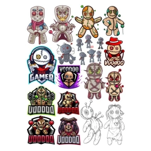 Voodoo Sticker Set 20 Parça Telefon, Tablet, Defter, Laptop Sticker