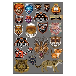 Tiger Kaplan Sticker Set-2 17 Parça Telefon, Tablet, Defter, Laptop Sticker