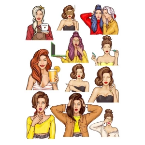 Yüz İfadeleri Sticker Set 12 Parça Telefon, Tablet, Defter, Laptop Sticker