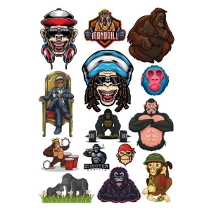 Goril Sticker Set-2 15 Parça Telefon, Tablet, Defter, Laptop Sticker