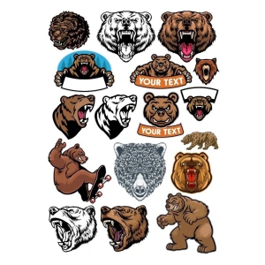 Ayı Sticker Set-17 13 Parça Telefon, Tablet, Defter, Laptop Sticker