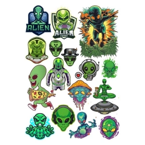 Uzaylılar Sticker Set 11 20 Parça Telefon, Tablet, Defter, Laptop Sticker