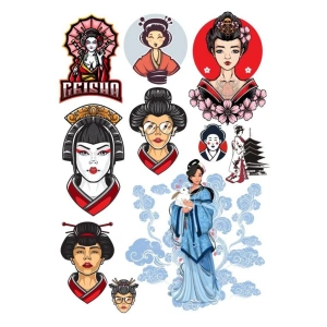 Geisha Sticker Set-1 13 Parça Telefon, Tablet, Defter, Laptop Sticker