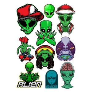 Uzaylı Sticker Set-2 10 Parça Telefon, Tablet, Defter, Laptop Sticker