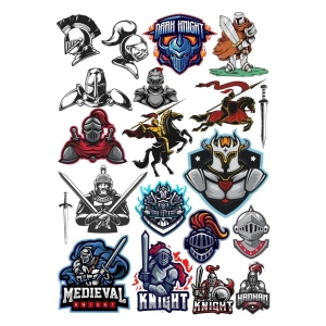 Şövalye Savaşçı Sticker Set 16 Parça Telefon, Tablet, Defter, Laptop Sticker