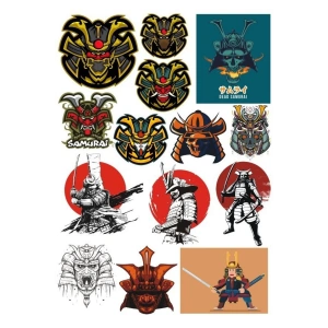 Samurai Sticker Set-4 14 Parça Telefon, Tablet, Defter, Laptop Sticker