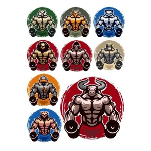 Fitnesci Hayvanlar Sticker Set 9 Parça Telefon, Tablet, Defter, Laptop Sticker