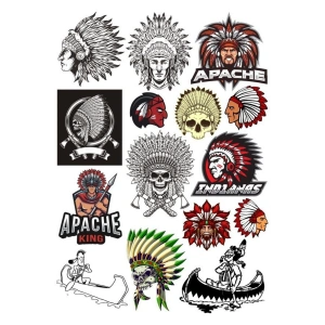 Kızıl Derili Apachi Sticker Set-3 15 Parça Telefon, Tablet, Defter, Laptop Sticker