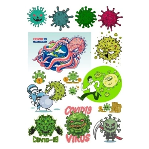 Virüs Bakteri Sticker Set 13 Parça Telefon, Tablet, Defter, Laptop Sticker