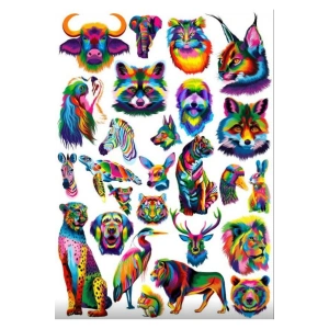 Gökkuşağı Desenli Hayvanlar Sticker Set