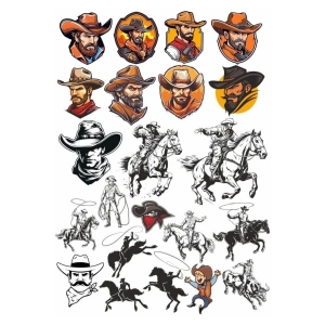 Cowboy Western Sticker Set 1