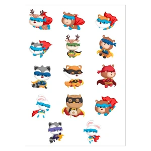 Süper Kahraman Hayvanlar Sticker Set