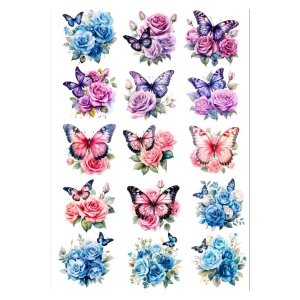 Çiçekler ve Kelebekler Sticker Set