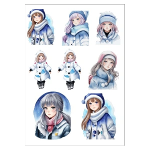 Kış Temalı Kız Sticker Set