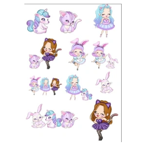 Unicornlar ve Tavşanlar Sticker Set