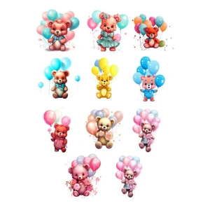 Balon ve Ayıcık Sticker Set