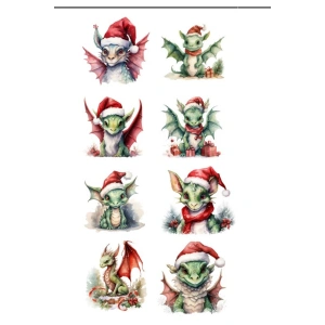 Noel Temalı Ejderhalar Sticker SET