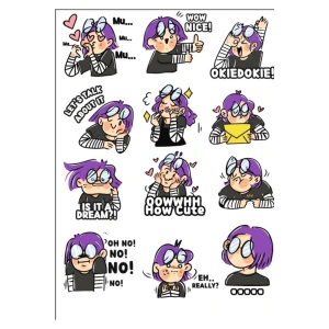 Heyecanlı Kız Sticker Set