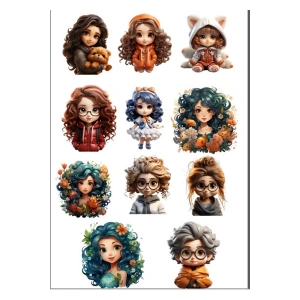 Kız Çizimler Sticker Set