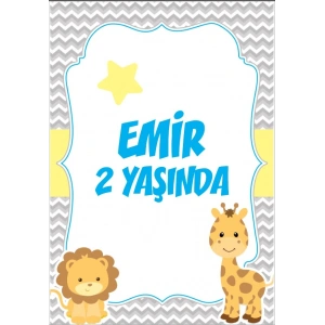 Sevimli Hayvanlar Doğum Günü Afişi - 100x150 Cm