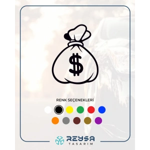 Dolar Para Çantası Araba Sticker 17x17 Cm Siyah