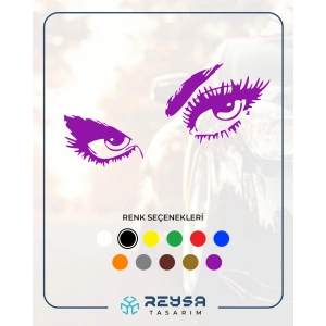 Gözler Araba Sticker 17x17 Cm Mor