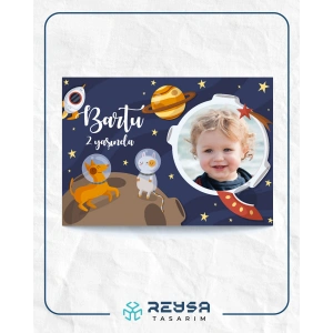 Uzay Temalı Doğum Günü Afişi Resimli 35x50 Cm