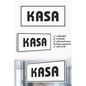 Kasa Yazılı Beyaz MDF Kapı Levhası