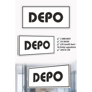 Depo Yazılı Beyaz MDF Kapı Levhası