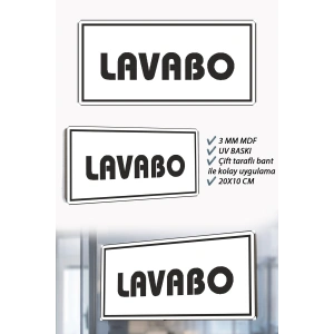 Lavabo Yazılı Beyaz MDF Kapı Levhası