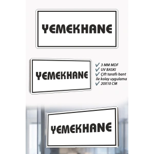 Yemekhane Yazılı Beyaz MDF Kapı Levhası