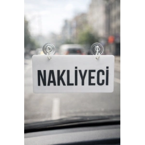 Kişiye Özel Pleksi Araç İçi Yazı – 20x10 cm Vantuzlu Nakliyeci / İsimlik – Öpücükle Gönderim