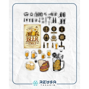Beer Sticker Set 27 Parça Telefon, Tablet, Defter, Laptop Sticker