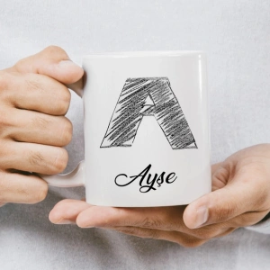 A Harfi Karakalem İsme Özel Kupa