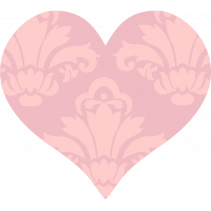 Açık Pembe Damask Desenli Kalp Duvar Stickerı