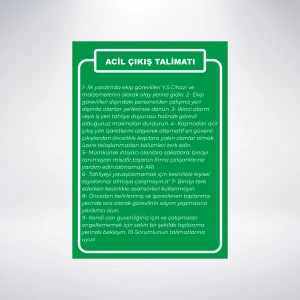 acil çıkış talimatı Sticker 20X28 Cm