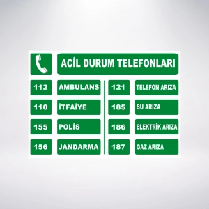 acil durum telefonları Sticker 20X28 Cm