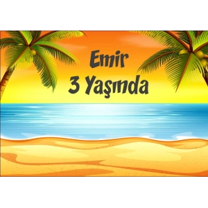 Ada ve Deniz Temalı Doğum Günü Afişi 35X50 cm