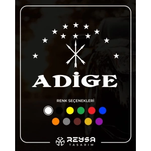 Adige Çerkez Bayrağı Sticker 17x17 Cm Beyaz