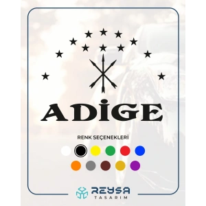 Adige Çerkez Bayrağı Sticker 17x17 Cm Siyah