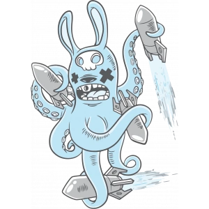 Ahtapot Sticker 2 10x10 cmRenkli Sticker