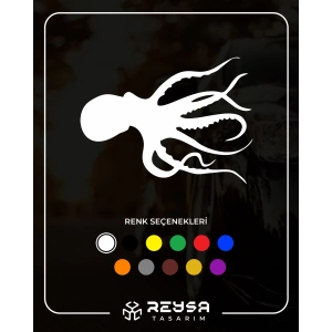 Ahtapot Sticker 17x17 Cm Beyaz