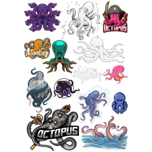 Ahtapot Sticker Set-10 13 Parça Telefon, Tablet, Defter, Laptop Sticker