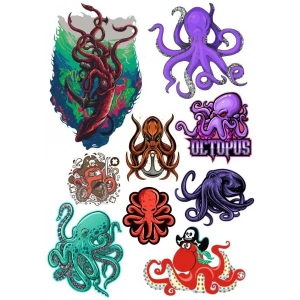 Ahtapot Sticker Set-2 9 Parça Telefon, Tablet, Defter, Laptop Sticker