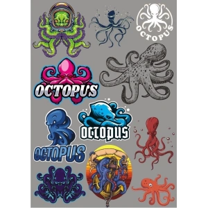 Ahtapot Sticker Set-3 11 Parça Telefon, Tablet, Defter, Laptop Sticker