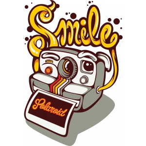 Smile fotoğraf makinesi sticker 10x10 cmRenkli Sticker