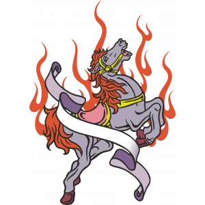 Alevli At Sticekr 10x10 cmRenkli Sticker