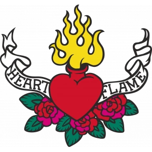 Alevli Kalp 2 Sticker 10x10 cmRenkli Sticker