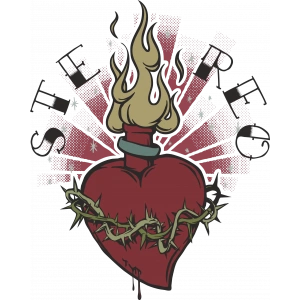 Alevli Kalp Sticker 10x10 cmRenkli Sticker